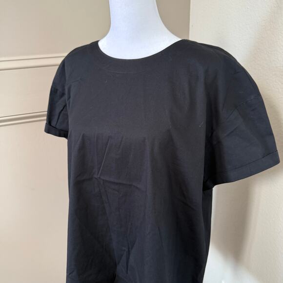 Eileen Fisher System Organic Cotton Tunic Black Rolled Sleeve Size M Minimalist - Picture 2 of 6